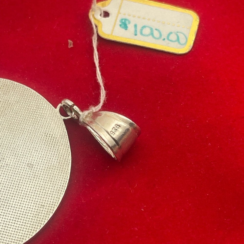 Solid 925 Silver Aztec Mayan Calendar Pendant - image 2